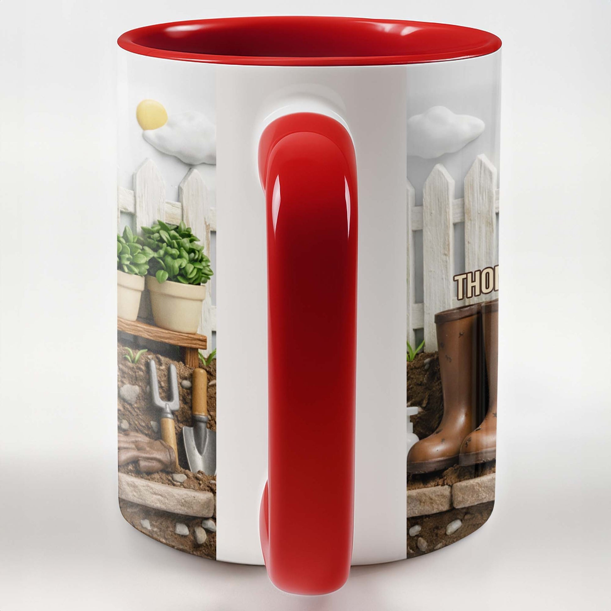 Happiness Blooms In The Garden, Potted Plants And Gardening Boots