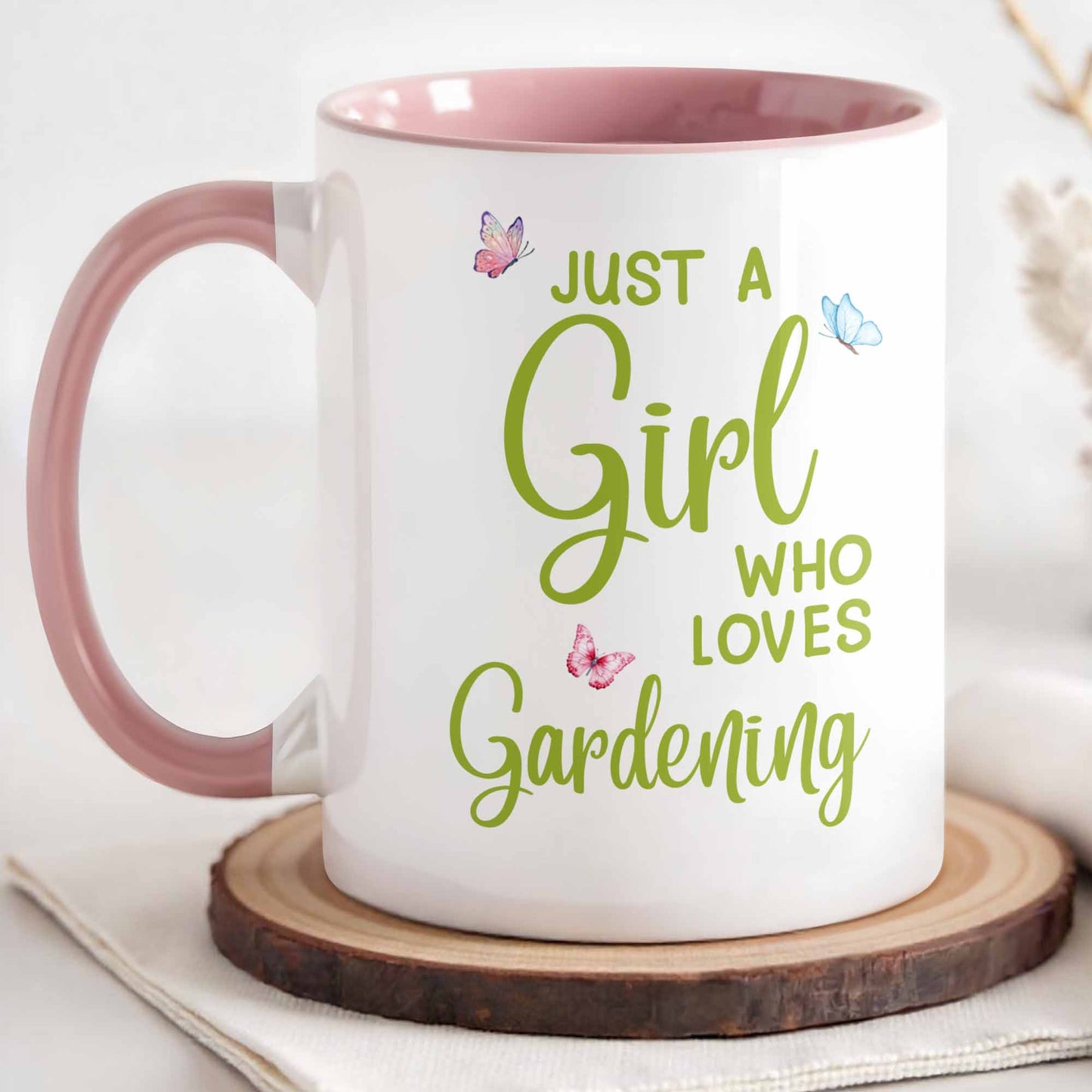 Just A Girl Who Loves Gardening With Colorful Butterflies