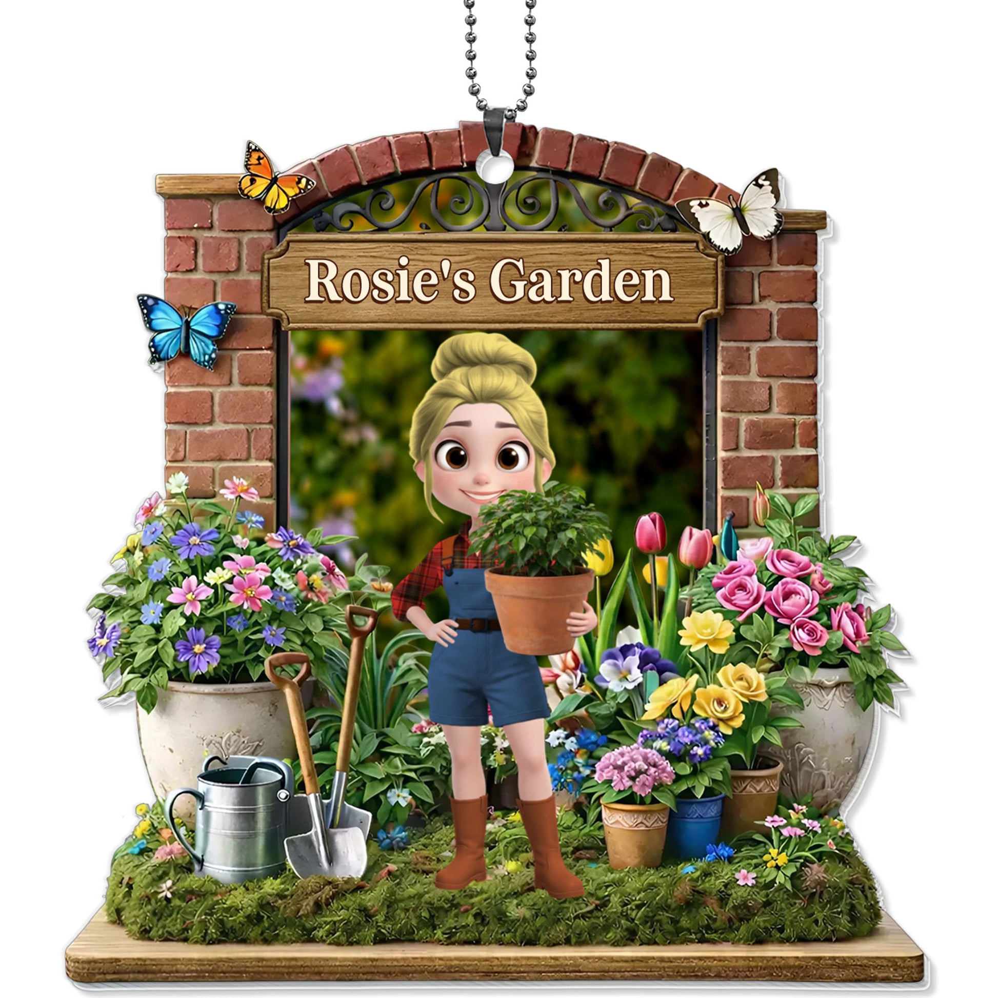 My Garden With Girl Flowers And Butterflies