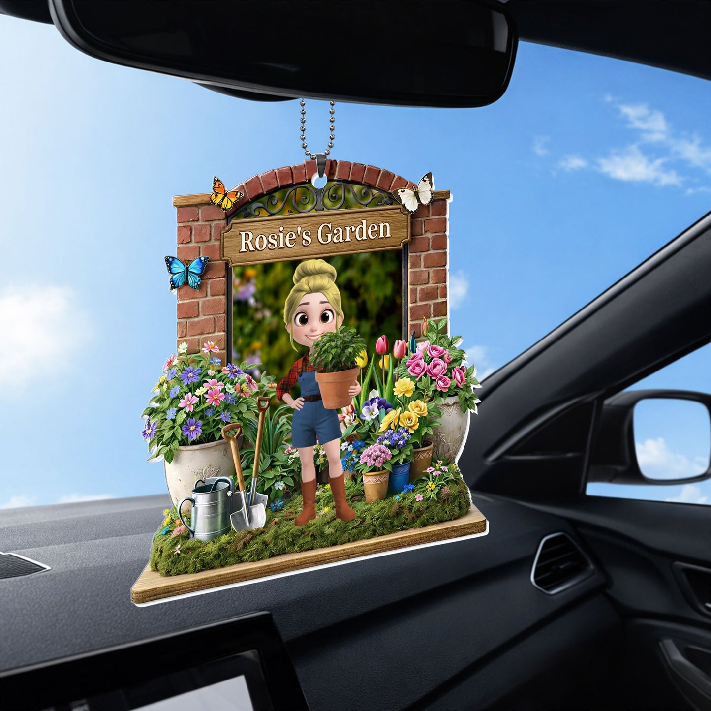 My Garden With Girl Flowers And Butterflies