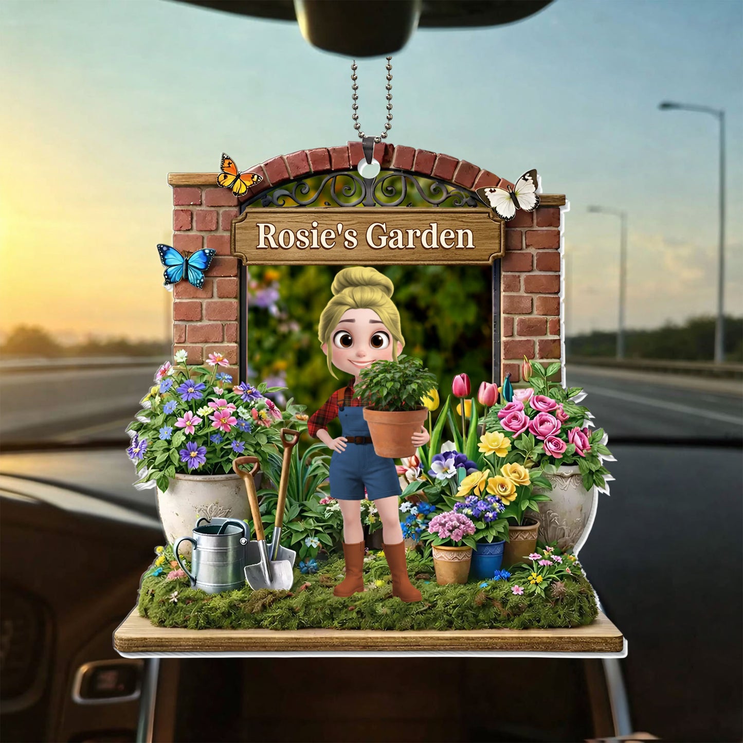 My Garden With Girl Flowers And Butterflies