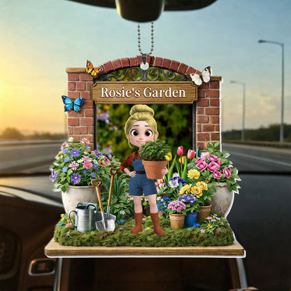 My Garden With Girl Flowers And Butterflies