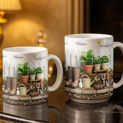 Personalize With Your Name, Plants And Gardening Tools