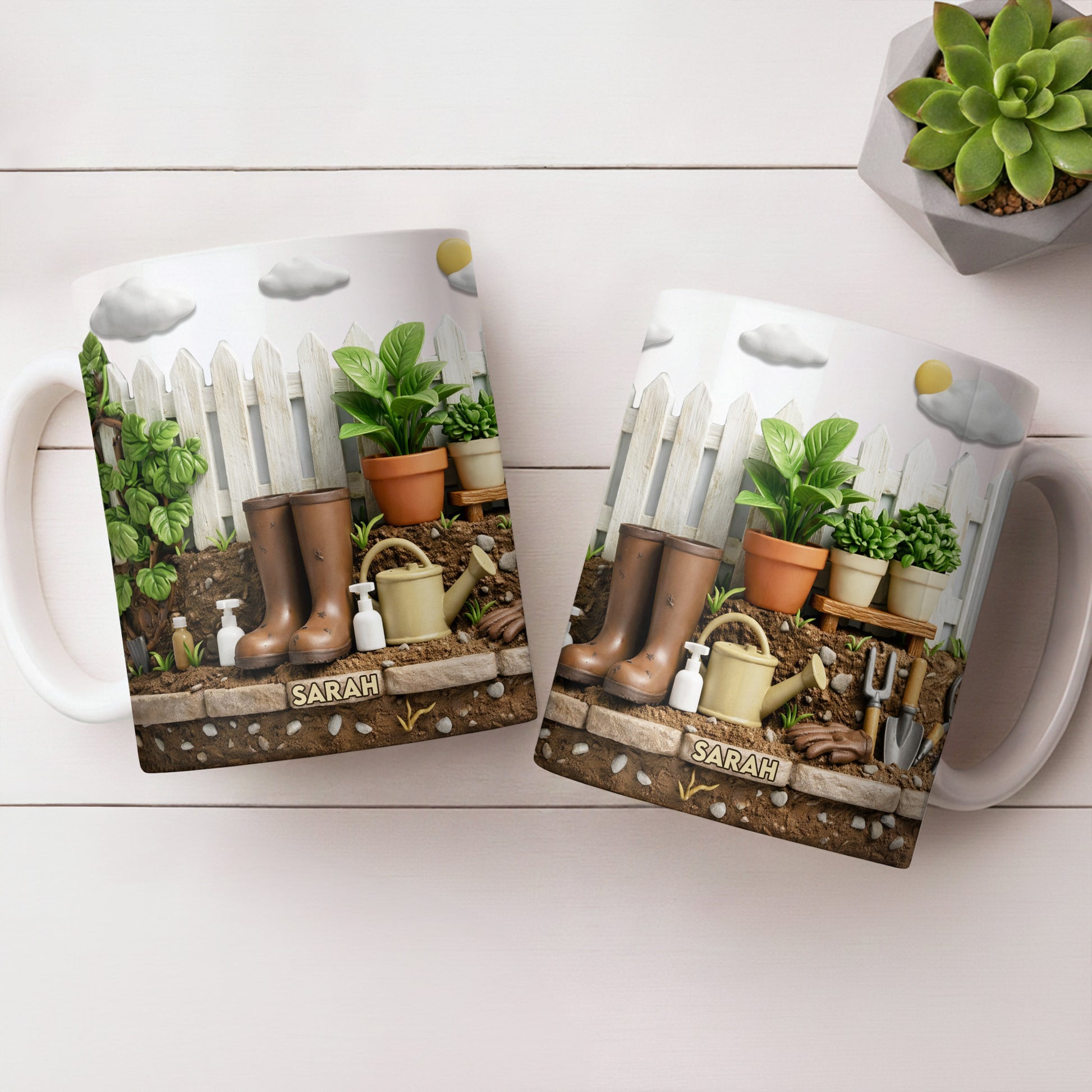 Personalize With Your Name, Plants And Gardening Tools