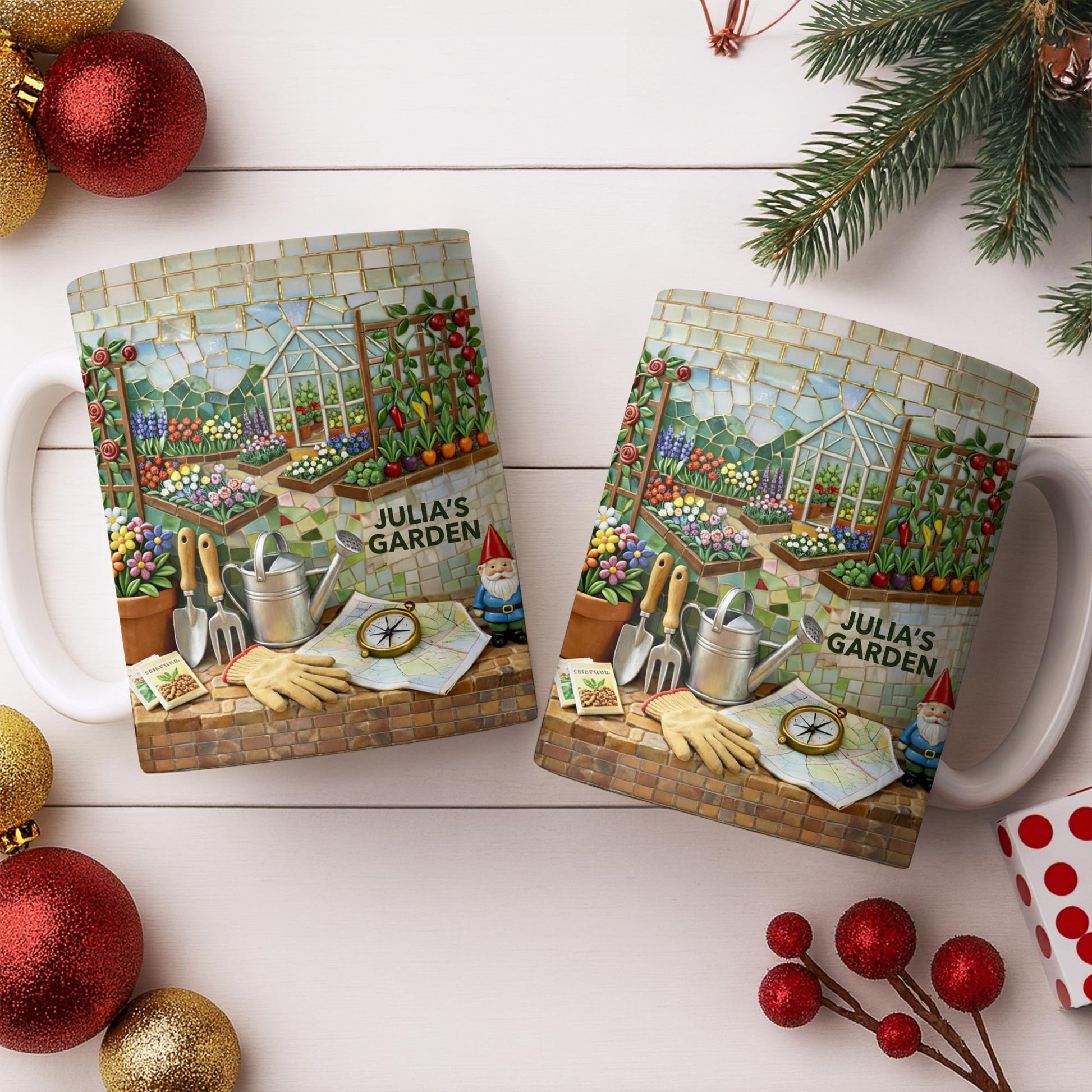 My Garden Mosaic Art With Flowers And Greenhouse