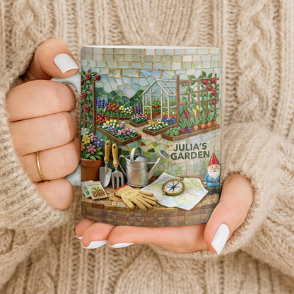 My Garden Mosaic Art With Flowers And Greenhouse