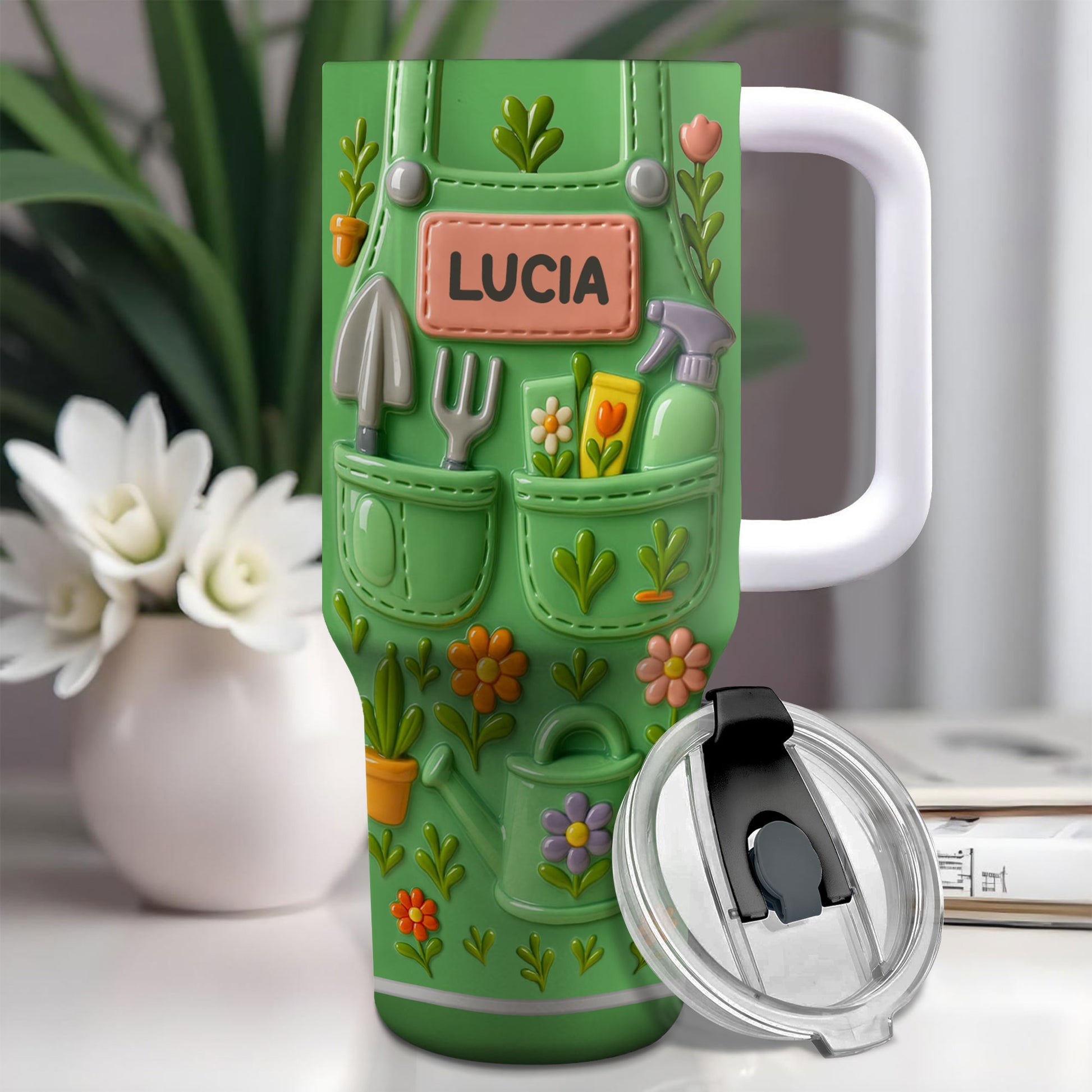 To Lucia, Gardening Tools and Flowers