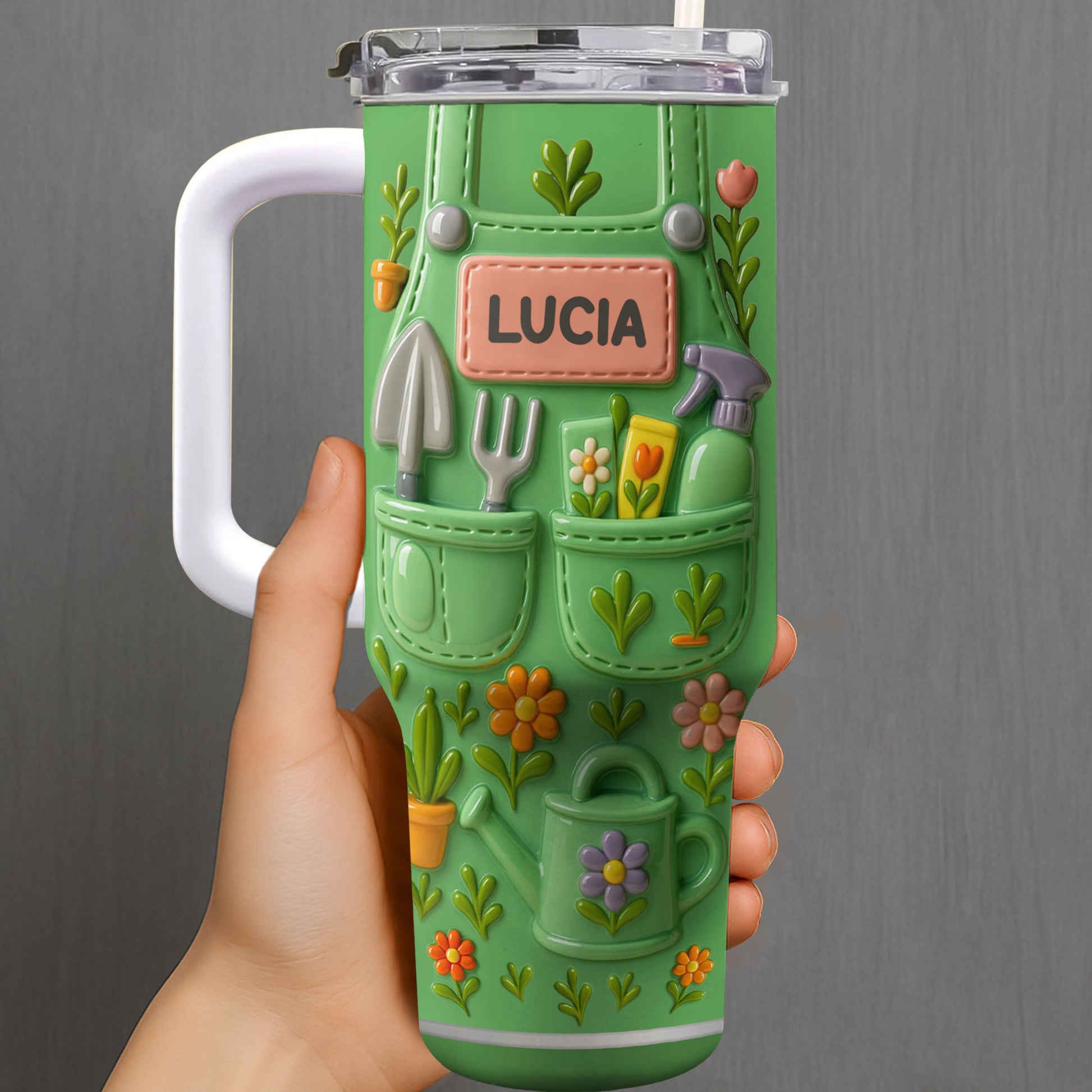 To Lucia, Gardening Tools and Flowers