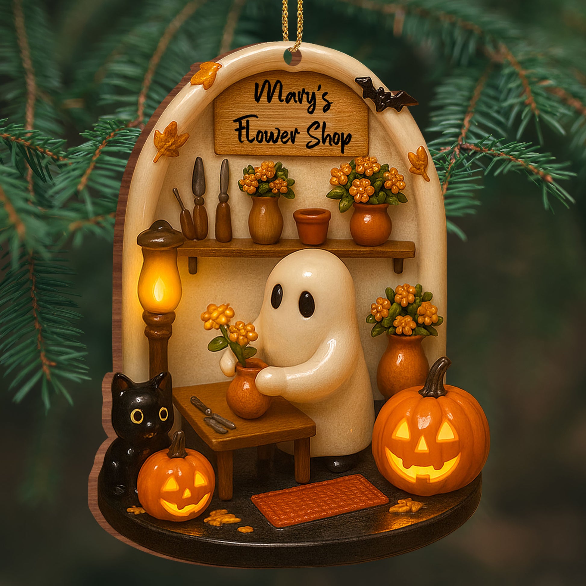 Autumn Flowers And Halloween Pumpkins