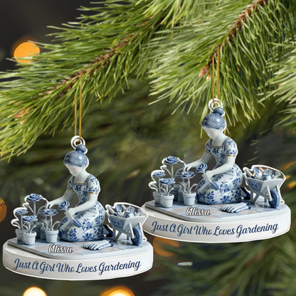 Just A Girl Who Loves Gardening, Flowers And Gardening Tools - Personalized Custom Acrylic Ornament, Christmas Gift - GARD027_ACO