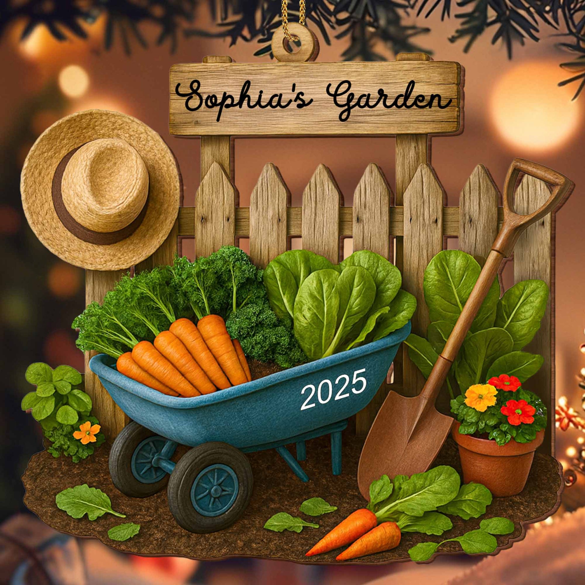 Sophia's Garden With Fresh Vegetables And Garden Tools