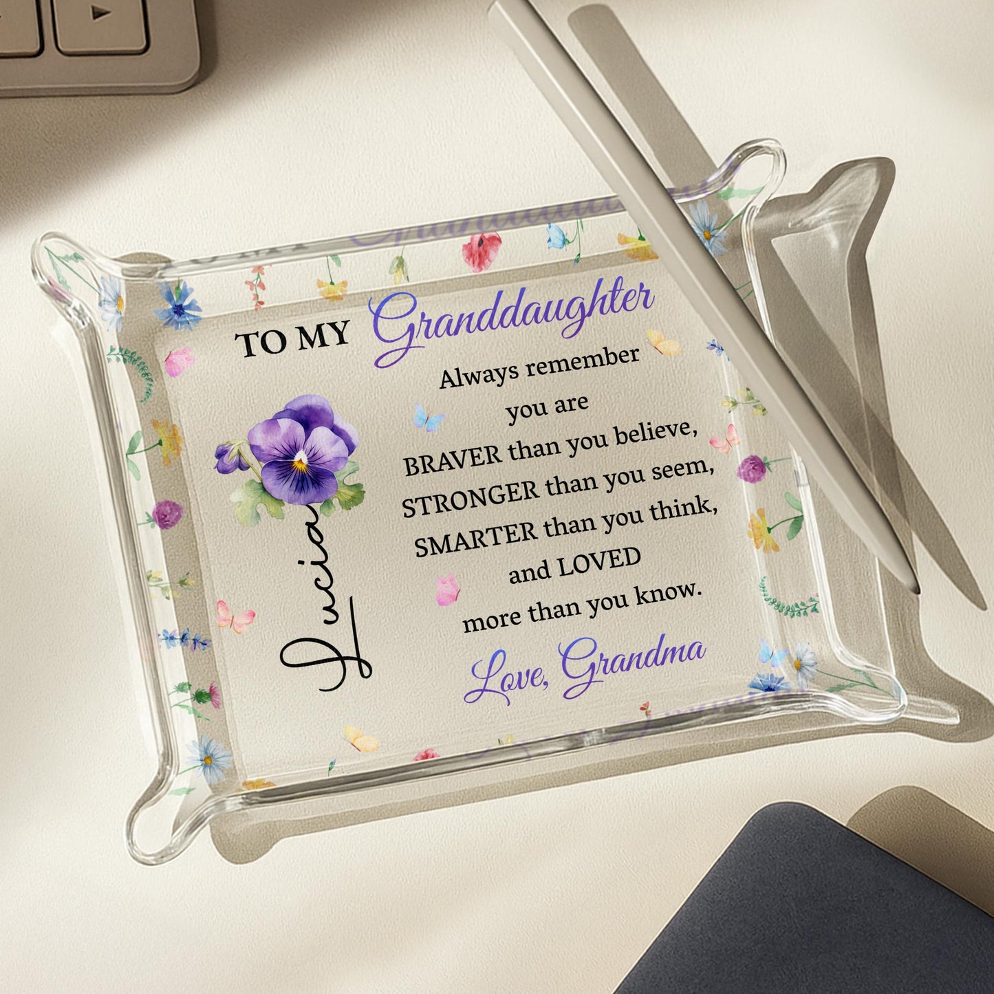 To My Granddaughter, Flowers And Butterflies