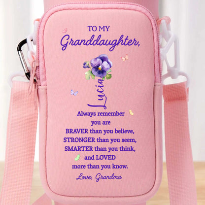 N'oubliez jamais que vous êtes plus courageux, plus fort, plus intelligent ! Sac porte-bouteille personnalisé - GDT002_BCB