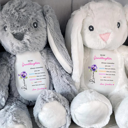 To My Granddaughter, Always Remember You Are Braver, Stuffed Bunny and Flowers
