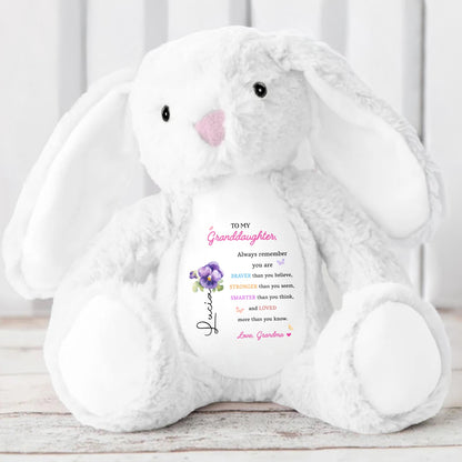 To My Granddaughter, Always Remember You Are Braver, Stuffed Bunny and Flowers