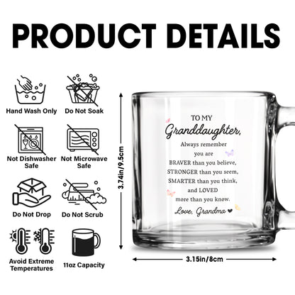 Loving Message To Granddaughter With Beautiful Flower Design - Personalized Custom Glass Mug - GDT002_GLM