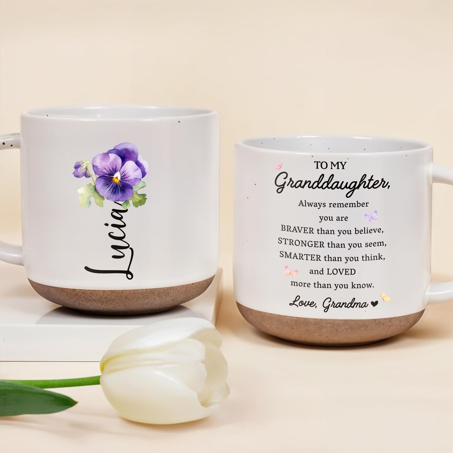 To My Granddaughter Always Remember You Are Loved - Personalized Pottery Mug, White Color - GDT002_PMGW