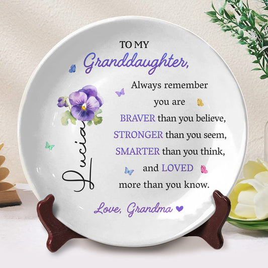 To My Granddaughter, Always Remember You Are Braver Than You Believe, Pansy Flower and Butterflies