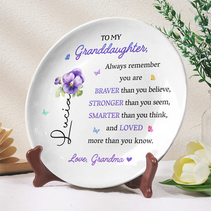 To My Granddaughter, Always Remember You Are Braver Than You Believe, Pansy Flower and Butterflies