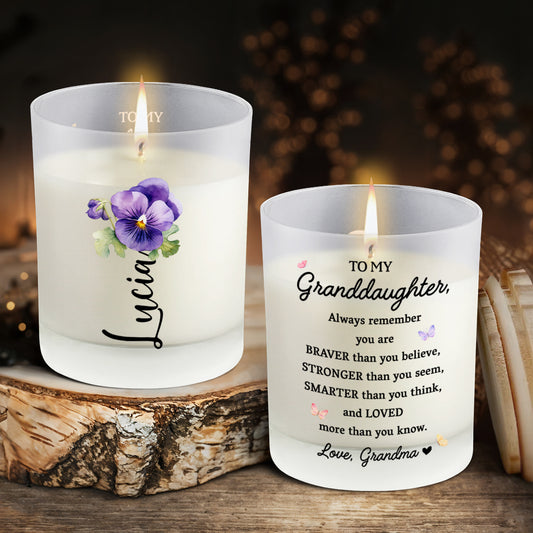 Granddaughter You Are Braver, Stronger, Smarter Candle - Personalized Scented Candle With Wooden Lid - GDT002_SECA
