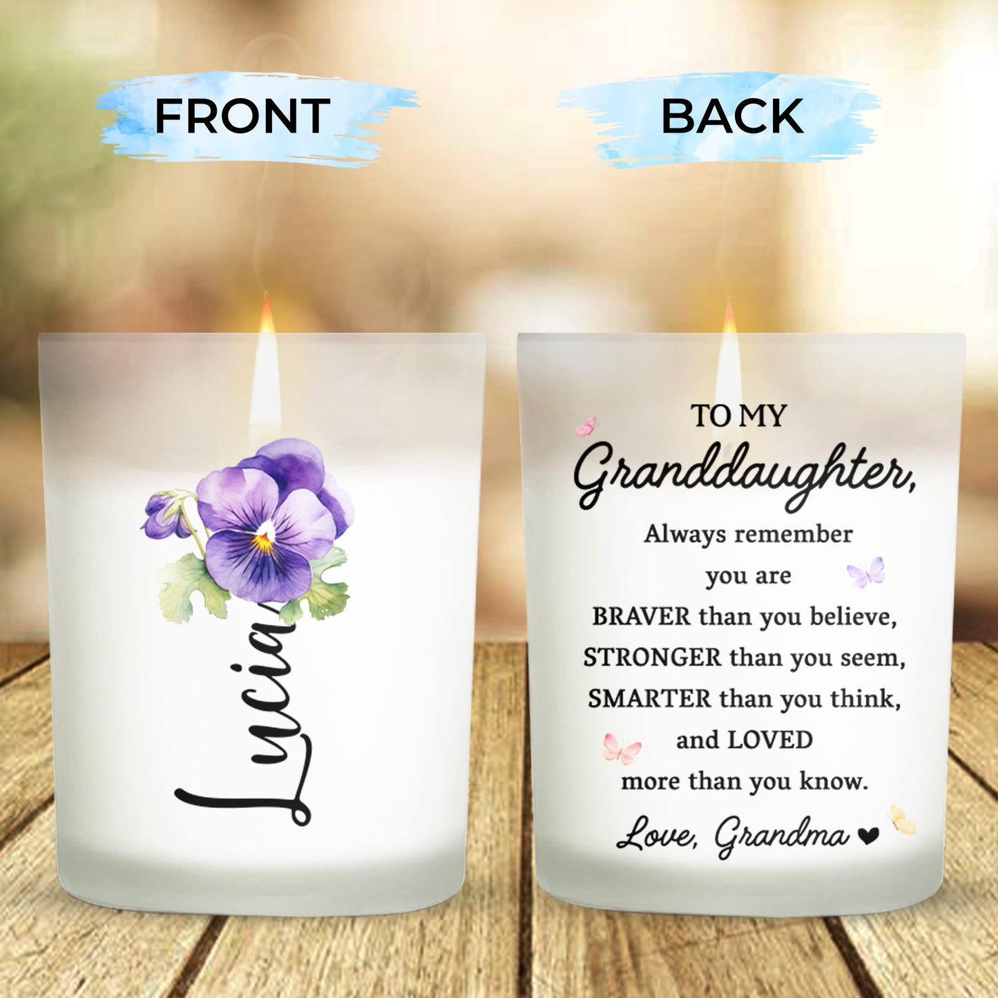 Granddaughter You Are Braver, Stronger, Smarter Candle - Personalized Scented Candle With Wooden Lid - GDT002_SECA