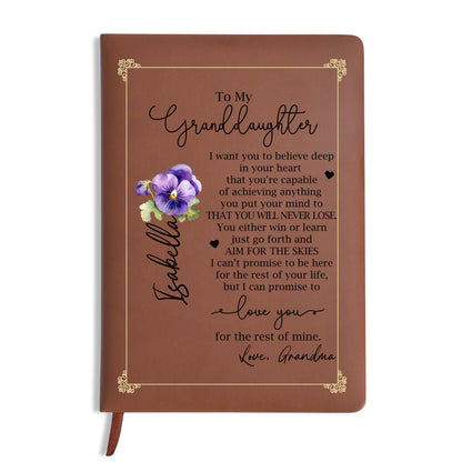 Believe And Aim For The Skies, Love For A Lifetime - Personalized Custom Leather Journal - GDT018_JRNL
