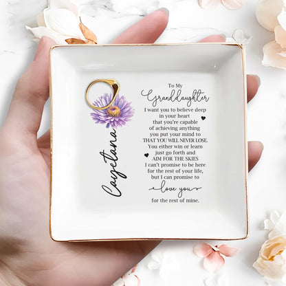 Believe In Achieving Anything Inspirational Quote For Granddaughter - Personalized Custom Jewelry Dish - GDT018_SCRD