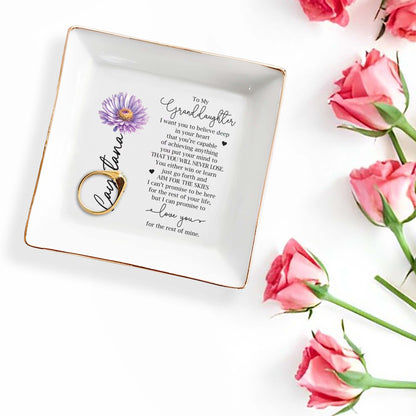 Believe In Achieving Anything Inspirational Quote For Granddaughter - Personalized Custom Jewelry Dish - GDT018_SCRD
