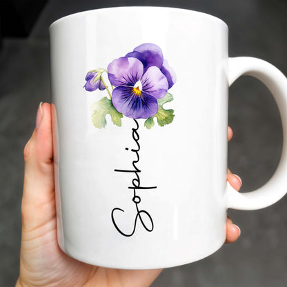 Love From Grandma To Granddaughter With Pansy Flower - Personalized Custom Coffee Mug - GDT021_MG