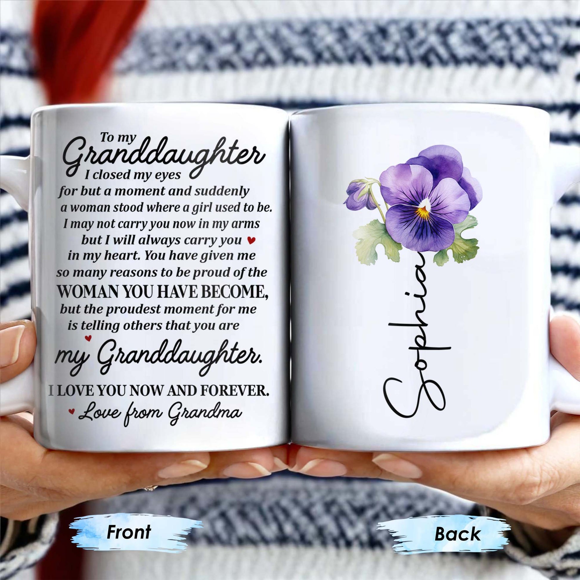 Love From Grandma To Granddaughter With Pansy Flower