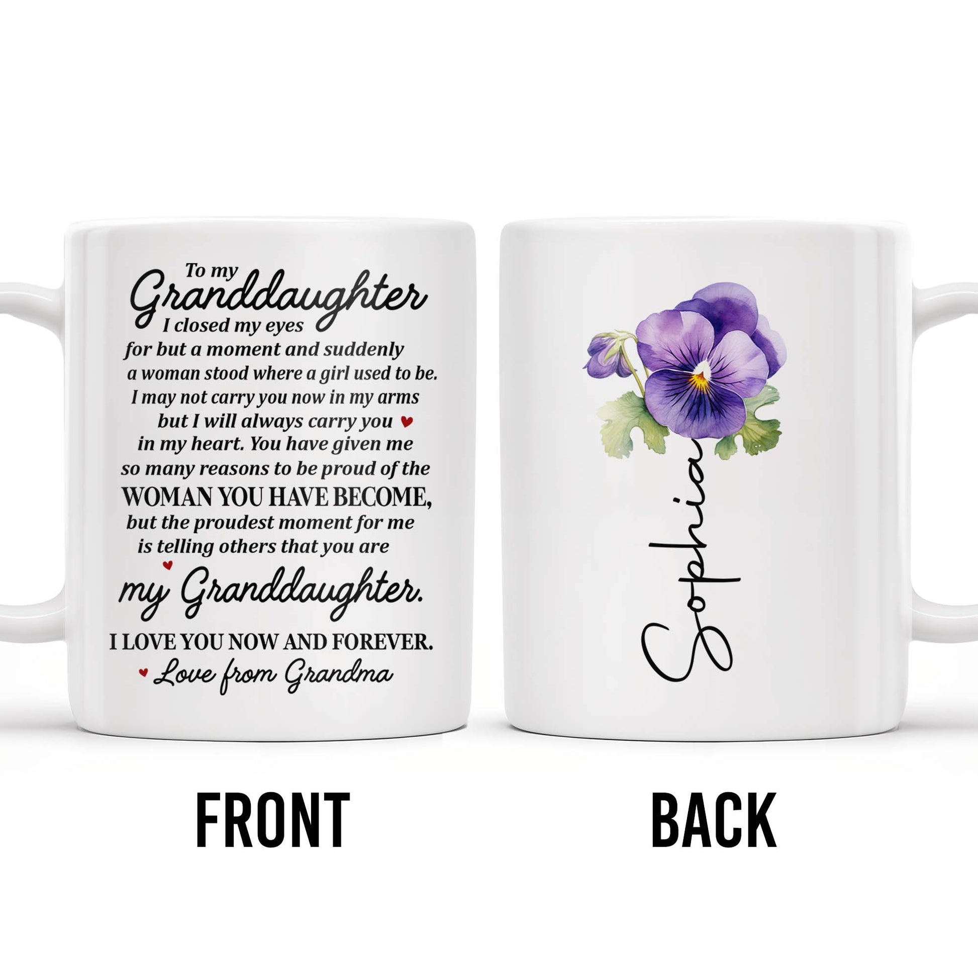 Love From Grandma To Granddaughter With Pansy Flower