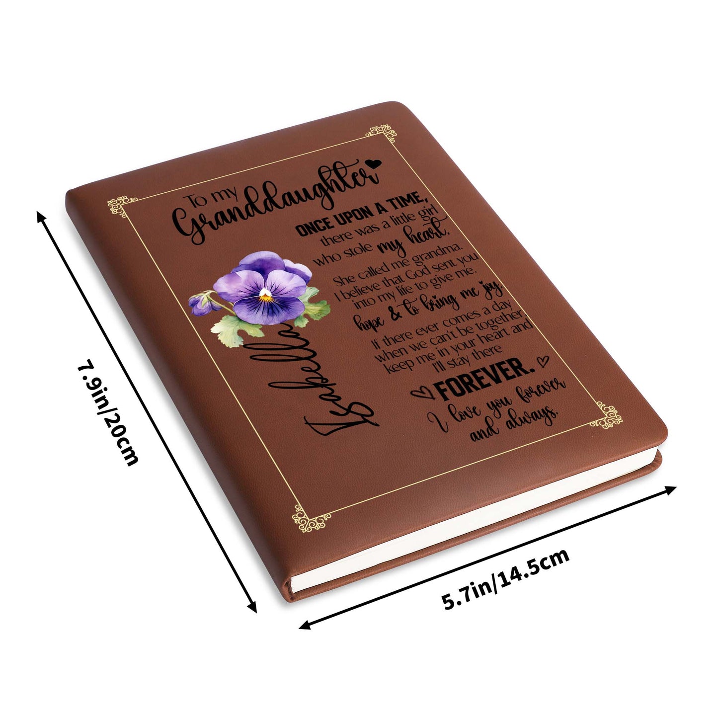 Once Upon A Time A Girl Stole My Heart Granddaughter Journal - Personalized Custom Leather Journal - GDT023_JRNL