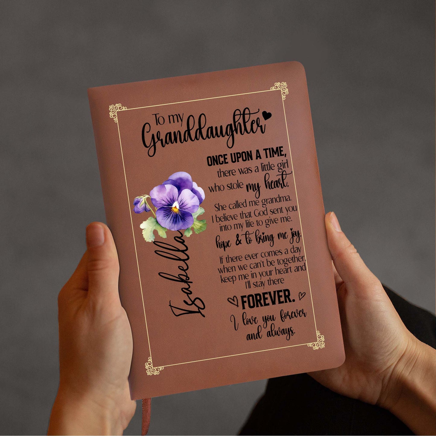 Once Upon A Time A Girl Stole My Heart Granddaughter Journal - Personalized Custom Leather Journal - GDT023_JRNL