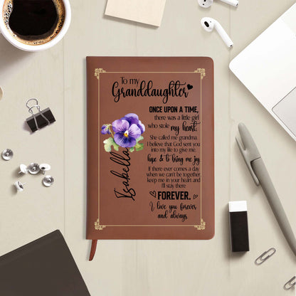 Once Upon A Time A Girl Stole My Heart Granddaughter Journal - Personalized Custom Leather Journal - GDT023_JRNL