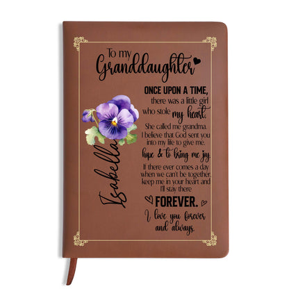 Once Upon A Time A Girl Stole My Heart Granddaughter Journal - Personalized Custom Leather Journal - GDT023_JRNL
