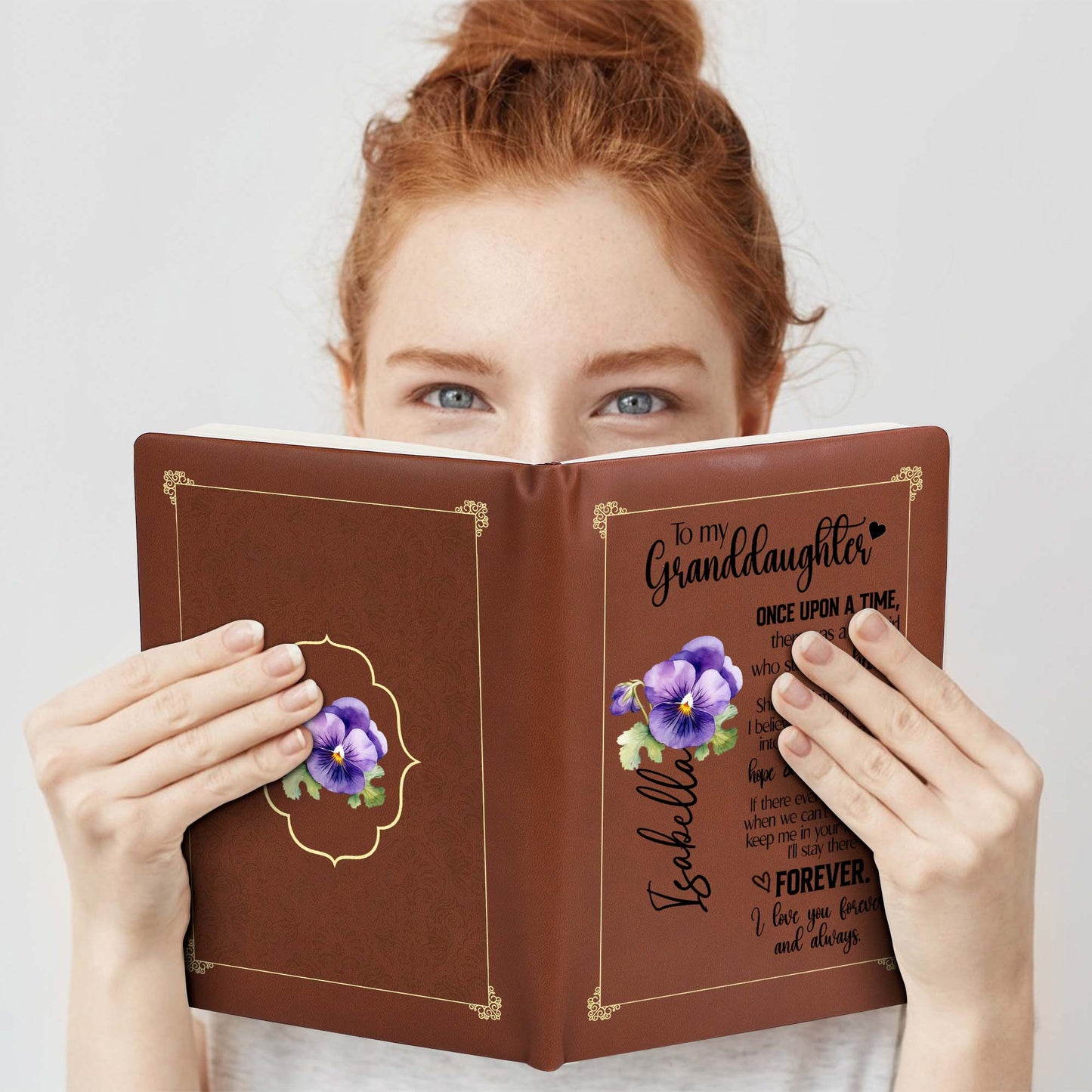 Once Upon A Time A Girl Stole My Heart Granddaughter Journal - Personalized Custom Leather Journal - GDT023_JRNL