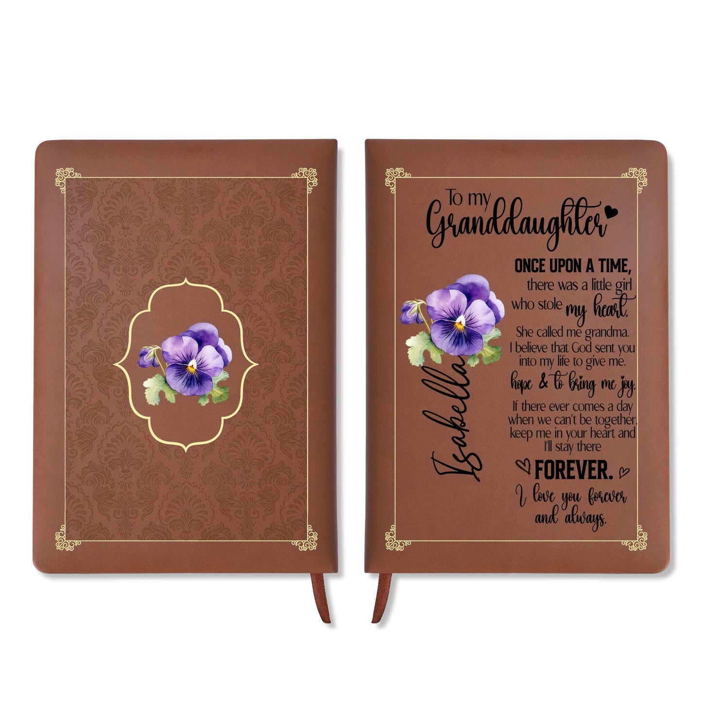 Once Upon A Time A Girl Stole My Heart Granddaughter Journal - Personalized Custom Leather Journal - GDT023_JRNL