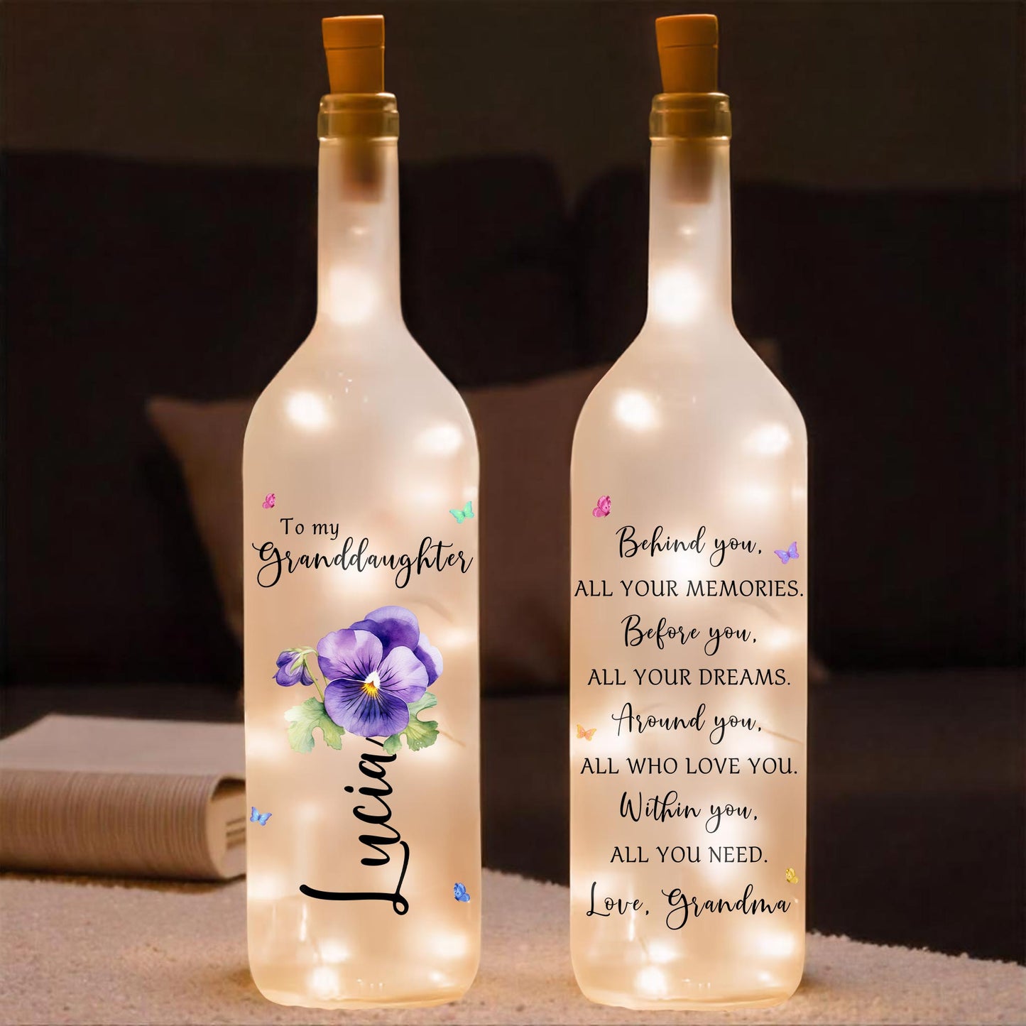 To My Granddaughter, Love And Support With Flowers And Butterflies