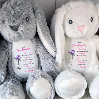 To My Granddaughter, Behind You, All Your Memories, Stuffed Bunny and Flower