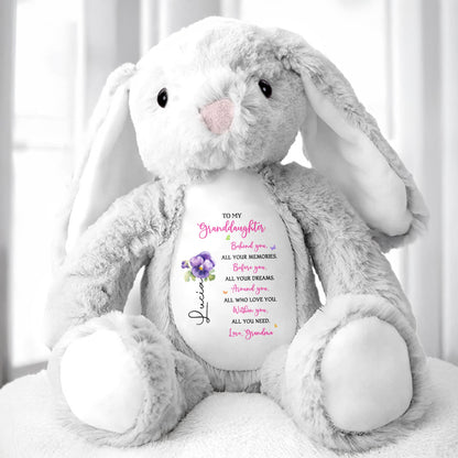 To My Granddaughter, Behind You, All Your Memories, Stuffed Bunny and Flower