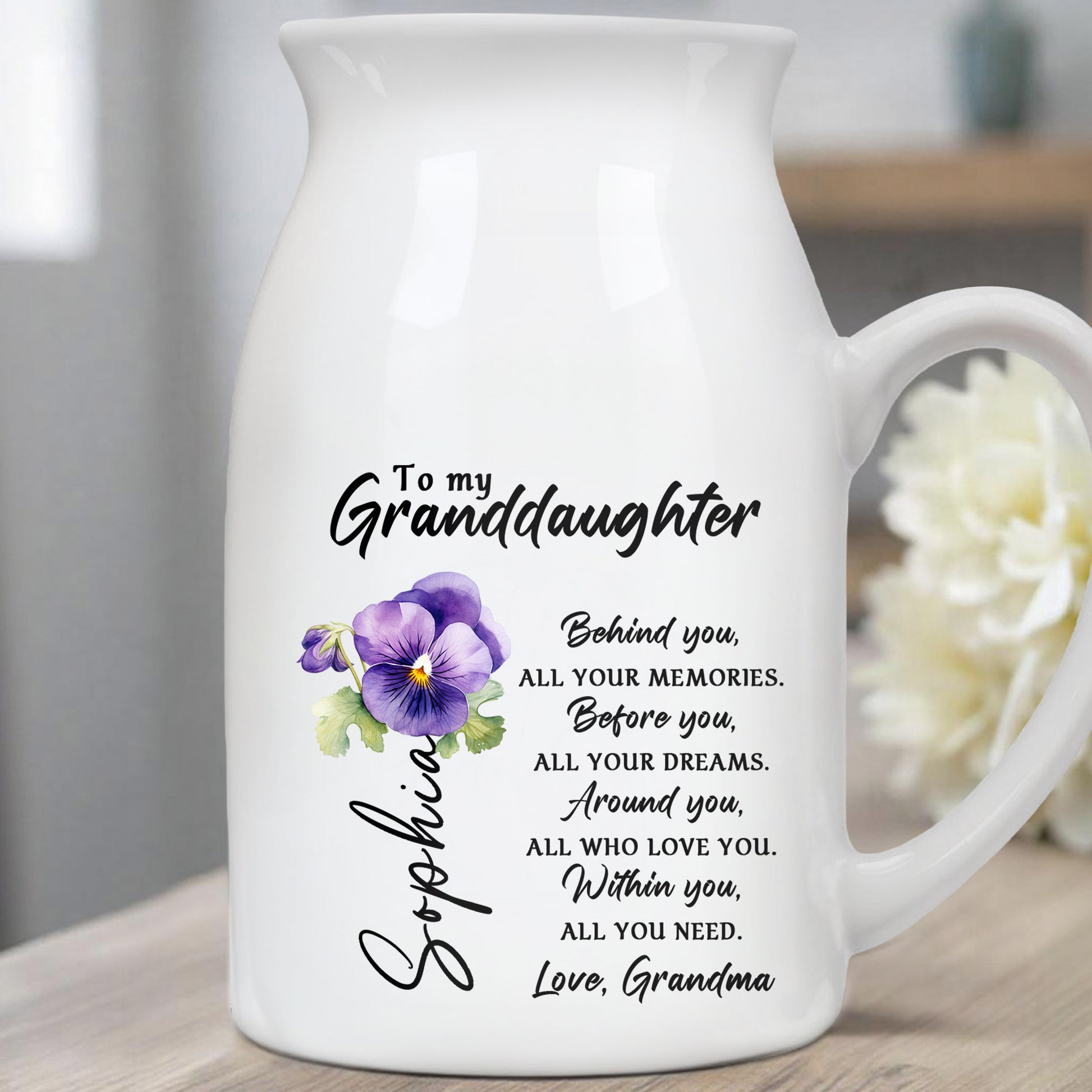 To My Granddaughter Love Grandma Message With Flowers