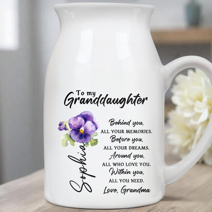 To My Granddaughter Love Grandma Message With Flowers