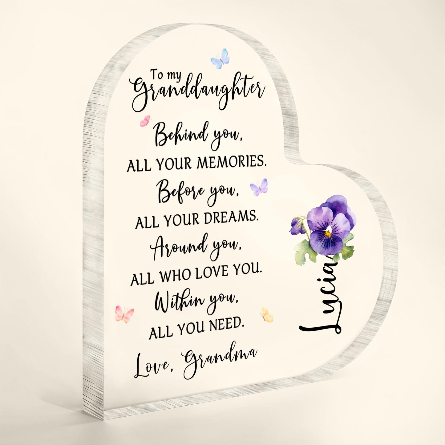Love Message To Granddaughter With Pansy Flower