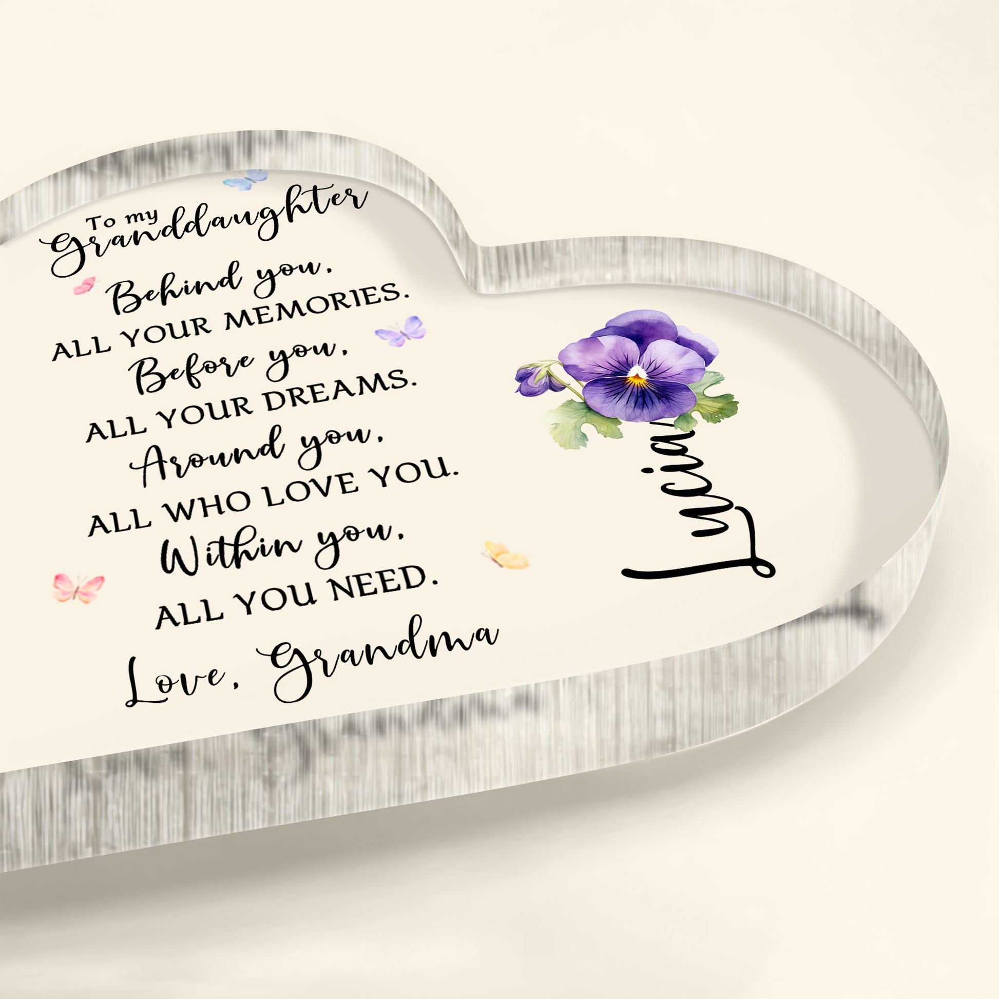 Love Message To Granddaughter With Pansy Flower