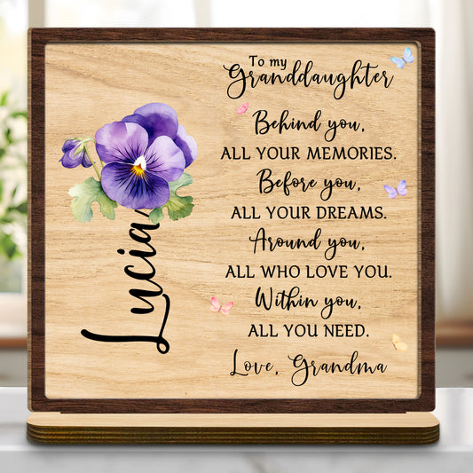 Granddaughter Memories And Dreams Pansy Flower Plaque