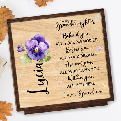 Granddaughter Memories And Dreams Pansy Flower Plaque