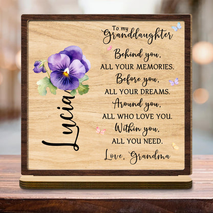 Granddaughter Memories And Dreams Pansy Flower Plaque
