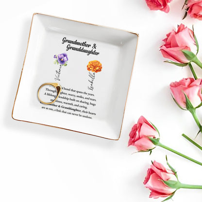 Plat en céramique « Lien spécial grand-mère et petite-fille » - Plat à bijoux personnalisé - GDT027_SCRD