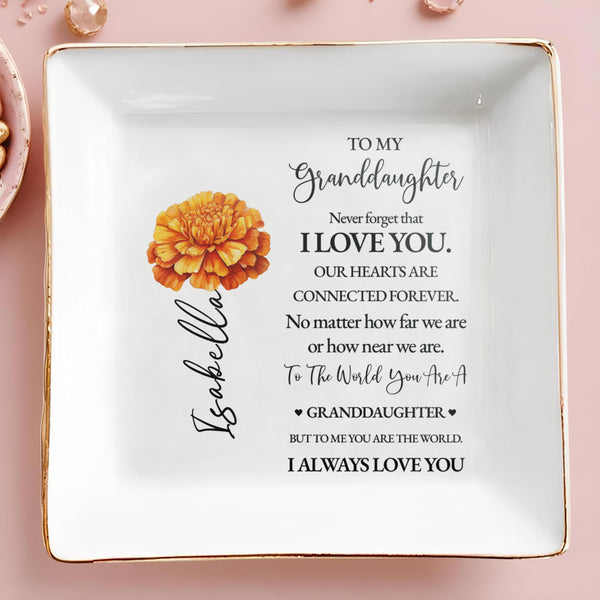 Mensaje de amor para mi nieta con una hermosa flor - Plato de joyería personalizado - GDT028_SCRD