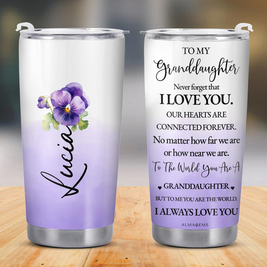 Granddaughter You Are My World Floral Tumbler
